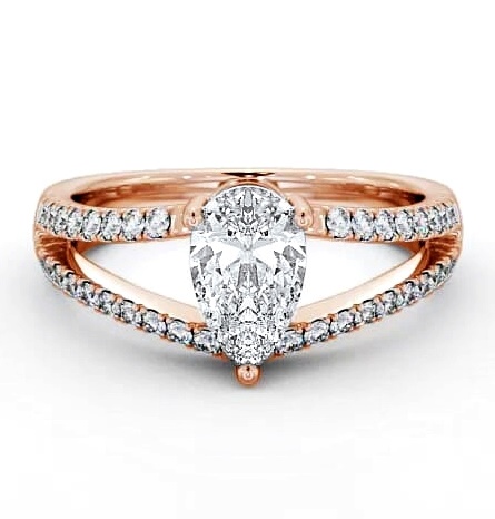 Pear Diamond Split Band Engagement Ring 9K Rose Gold Solitaire ENPE15_RG_THUMB1