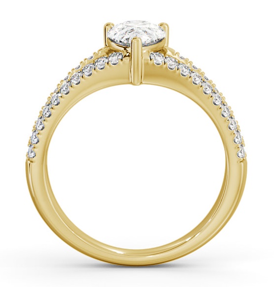 Pear Diamond Split Band Engagement Ring 18K Yellow Gold Solitaire ENPE15_YG_THUMB1 