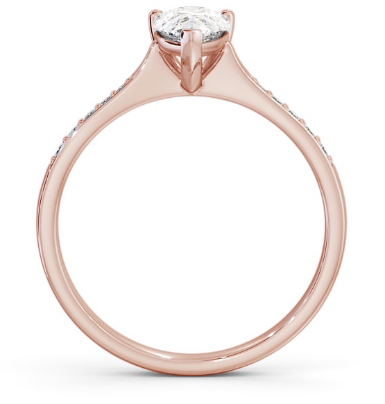 Pear Diamond Tapered Band Engagement Ring 9K Rose Gold Solitaire with Channel Set Side Stones ENPE15S_RG_THUMB1