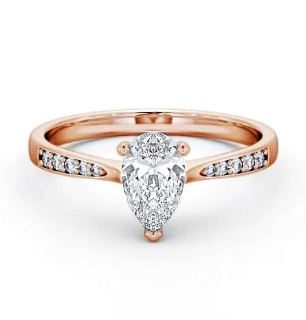 Pear Diamond Tapered Band Engagement Ring 9K Rose Gold Solitaire ENPE15S_RG_THUMB1