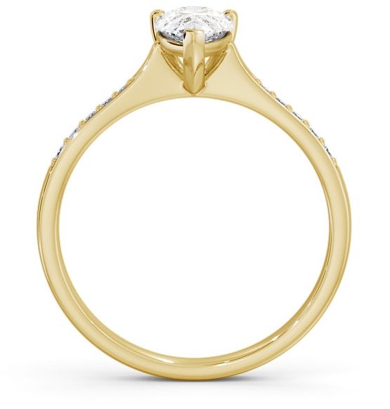 Pear Diamond Tapered Band Engagement Ring 9K Yellow Gold Solitaire ENPE15S_YG_THUMB1 