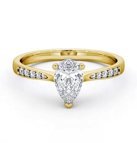 Pear Diamond Tapered Band Engagement Ring 9K Yellow Gold Solitaire ENPE15S_YG_THUMB2 
