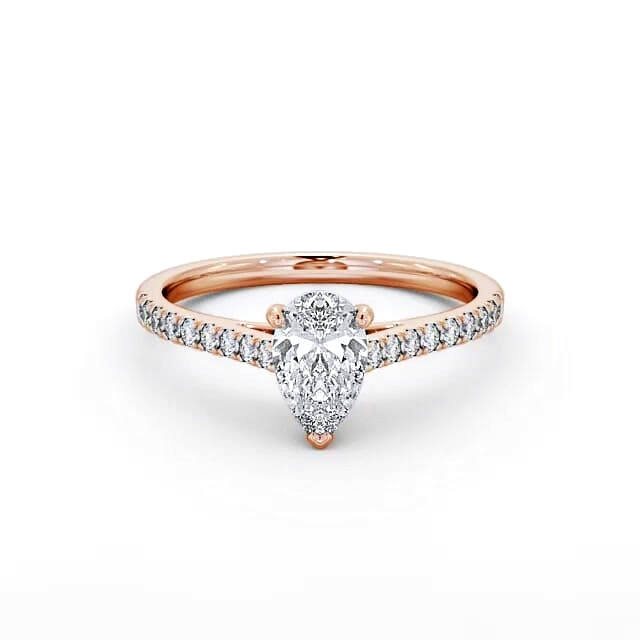 Pear Diamond Engagement Ring 9K Rose Gold Solitaire With Side Stones - Kiran ENPE16_RG_HAND