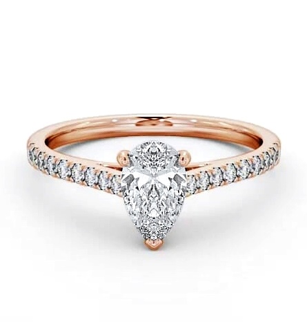 Pear Diamond 3 Prong Engagement Ring 18K Rose Gold Solitaire ENPE16_RG_THUMB1
