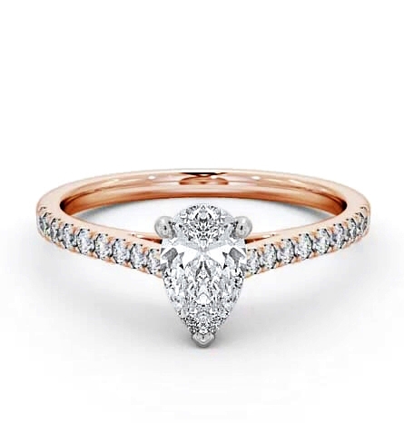 Pear Diamond 3 Prong Engagement Ring 18K Rose and White Gold Solitaire ENPE16_RWG_THUMB1