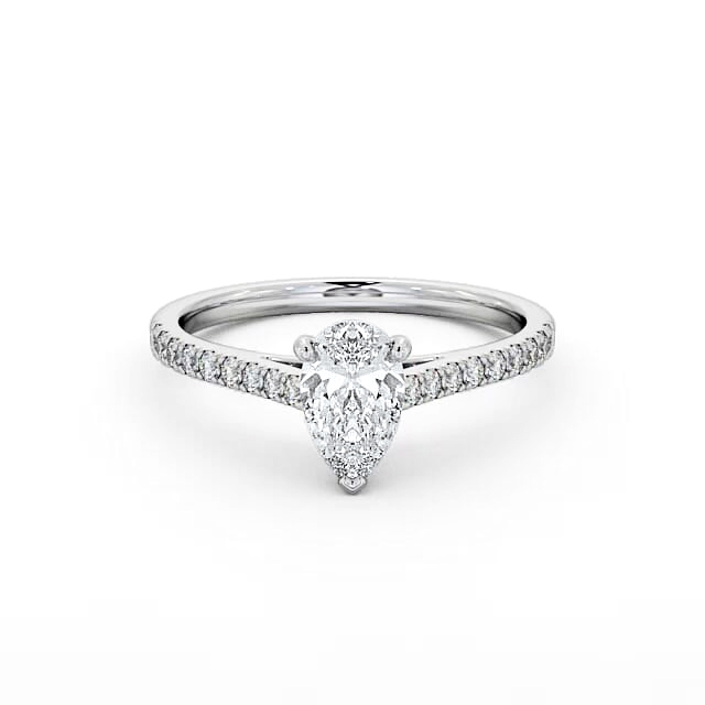 Pear Diamond Engagement Ring Palladium Solitaire With Side Stones - Kiran ENPE16_WG_HAND