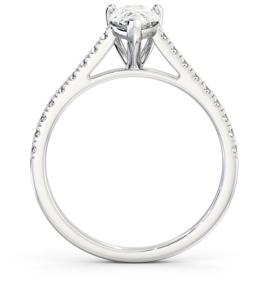 Pear Diamond 3 Prong Engagement Ring 18K White Gold Solitaire with Channel Set Side Stones ENPE16_WG_THUMB1 