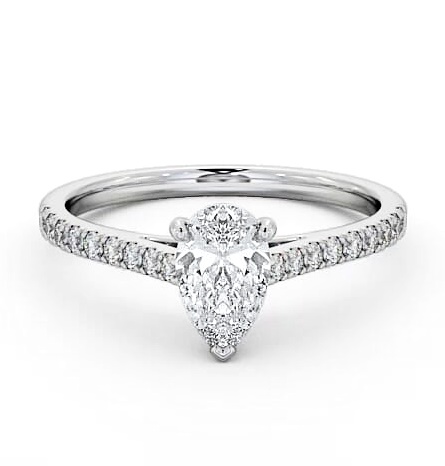 Pear Diamond 3 Prong Engagement Ring Palladium Solitaire with Channel ENPE16_WG_THUMB1