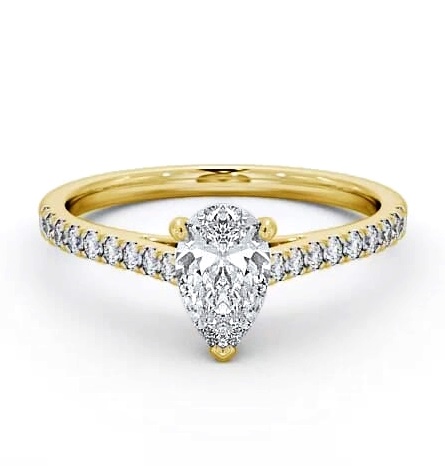 Pear Diamond 3 Prong Engagement Ring 9K Yellow Gold Solitaire ENPE16_YG_THUMB2 