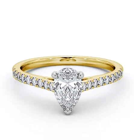 Pear Diamond 3 Prong Engagement Ring 18K Yellow and White Gold Solitaire ENPE16_YWG_THUMB1