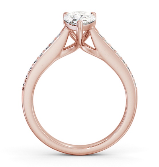 Pear Diamond Trellis Design Engagement Ring 9K Rose Gold Solitaire with Channel Set Side Stones ENPE16S_RG_THUMB1