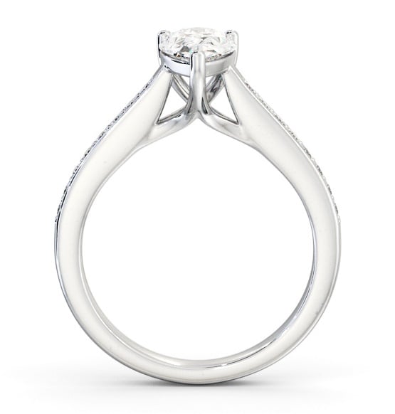 Pear Diamond Trellis Design Engagement Ring 9K White Gold Solitaire with Channel Set Side Stones ENPE16S_WG_THUMB1