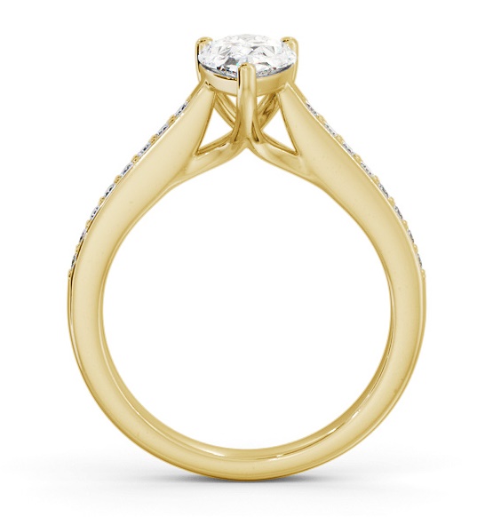 Pear Diamond Trellis Design Engagement Ring 9K Yellow Gold Solitaire with Channel Set Side Stones ENPE16S_YG_THUMB1