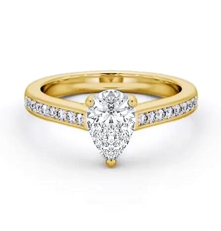 Pear Diamond Trellis Design Engagement Ring 9K Yellow Gold Solitaire ENPE16S_YG_THUMB1
