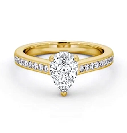 Pear Diamond Trellis Design Engagement Ring 18K Yellow Gold Solitaire ENPE16S_YG_THUMB2 