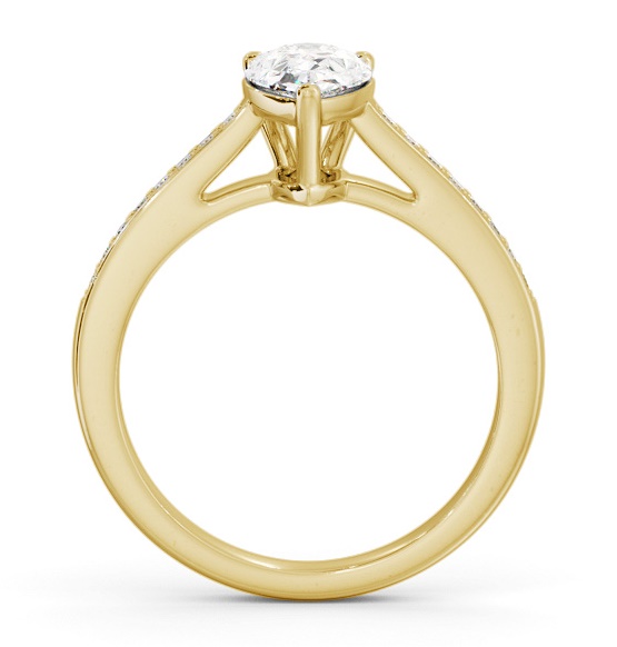 Pear Diamond 3 Prong Engagement Ring 18K Yellow Gold Solitaire ENPE17S_YG_THUMB1 