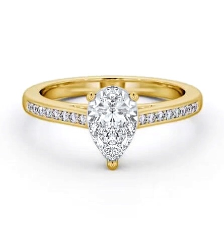 Pear Diamond 3 Prong Engagement Ring 9K Yellow Gold Solitaire ENPE17S_YG_THUMB1