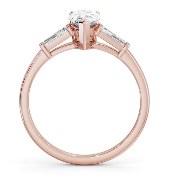 Pear Ring 9K Rose Gold Solitaire with Tapered Baguette Side Stones ENPE18S_RG_THUMB1 