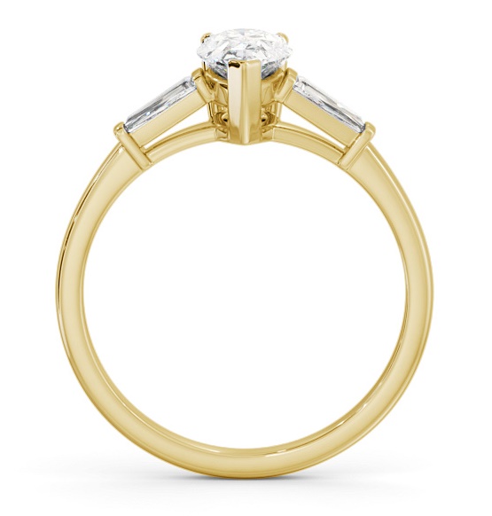 Pear Ring 18K Yellow Gold Solitaire with Tapered Baguette Side Stones ENPE18S_YG_THUMB1 
