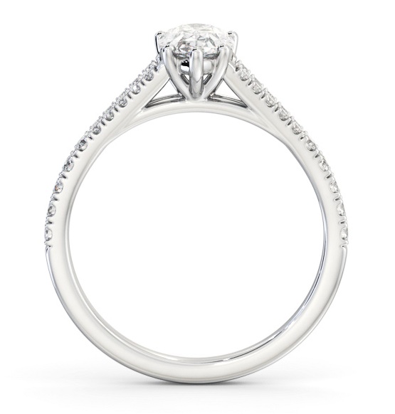 Pear Diamond Split Band Engagement Ring 18K White Gold Solitaire with Channel Set Side Stones ENPE19S_WG_THUMB1 