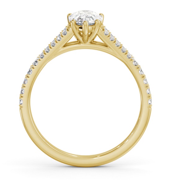 Pear Diamond Split Band Engagement Ring 18K Yellow Gold Solitaire ENPE19S_YG_THUMB1 