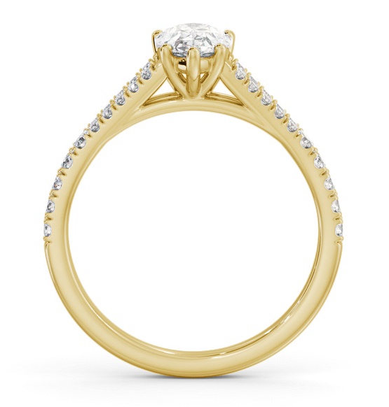 Pear Diamond Split Band Engagement Ring 18K Yellow Gold Solitaire ENPE19S_YG_THUMB1 