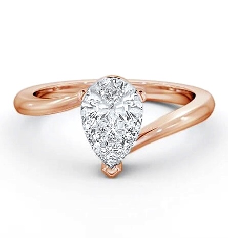 Pear Diamond Sweeping Band Engagement Ring 18K Rose Gold Solitaire ENPE1_RG_THUMB1