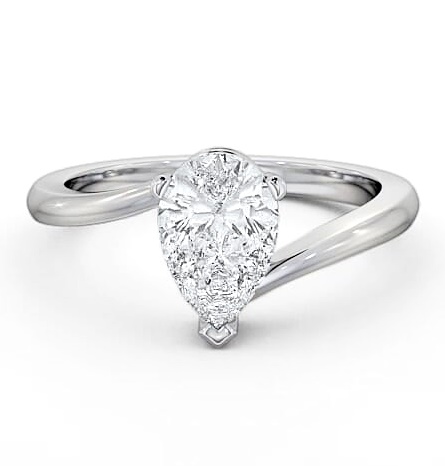 Pear Diamond Sweeping Band Engagement Ring 18K White Gold Solitaire ENPE1_WG_THUMB2 