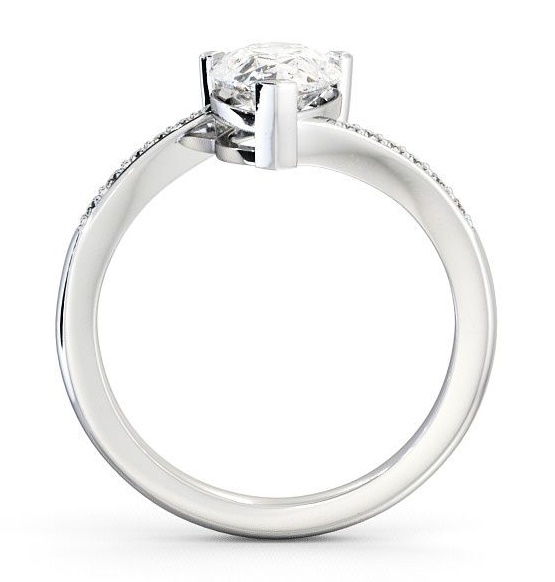 Pear Diamond Offset Band Engagement Ring Platinum Solitaire with Channel Set Side Stones ENPE1S_WG_THUMB1