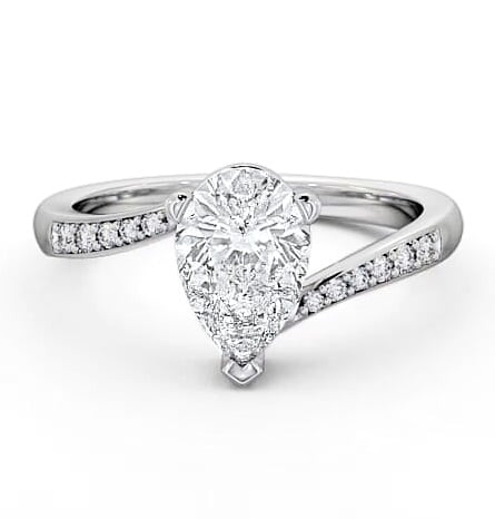 Pear Diamond Offset Band Engagement Ring Platinum Solitaire ENPE1S_WG_THUMB2 