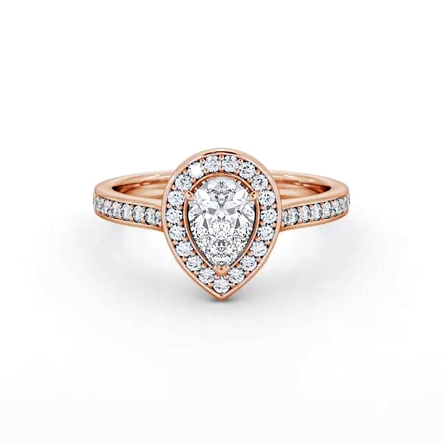 Halo Pear Diamond Engagement Ring 18K Rose Gold - Zemira ENPE20_RG_HAND
