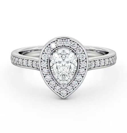 Halo Pear Diamond Traditional Engagement Ring 18K White Gold ENPE20_WG_THUMB2 