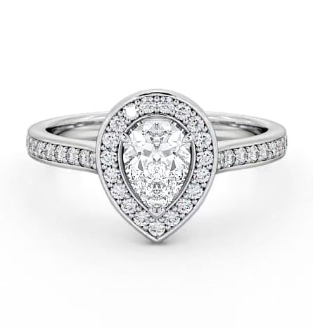 Halo Pear Diamond Traditional Engagement Ring 9K White Gold ENPE20_WG_THUMB2 
