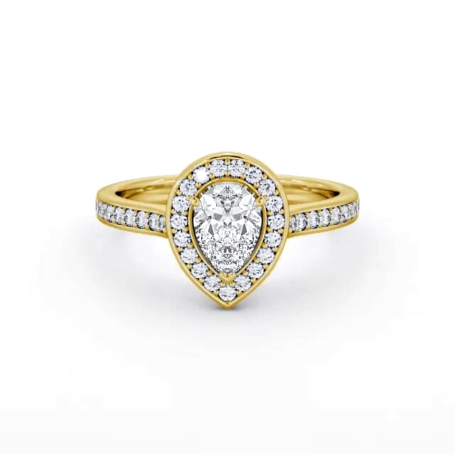 Halo Pear Diamond Engagement Ring 18K Yellow Gold - Zemira ENPE20_YG_HAND