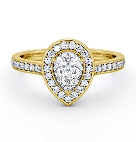 Halo Pear Diamond Traditional Engagement Ring 9K Yellow Gold ENPE20_YG_THUMB1