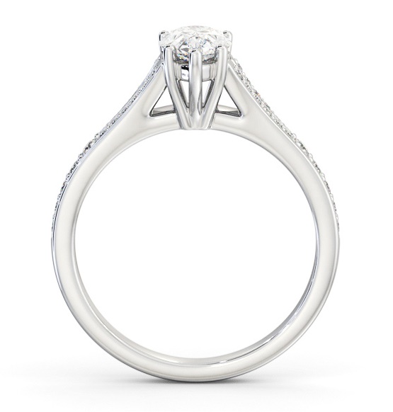 Pear Diamond Split Channel Engagement Ring 18K White Gold Solitaire with Channel Set Side Stones ENPE20S_WG_THUMB1 