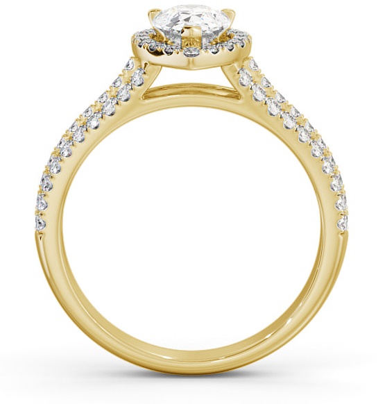 Halo Pear Diamond Split Band Engagement Ring 9K Yellow Gold ENPE21_YG_THUMB1 