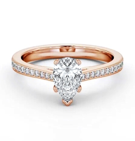 Pear Diamond 5 Prong Engagement Ring 9K Rose Gold Solitaire ENPE21S_RG_THUMB1