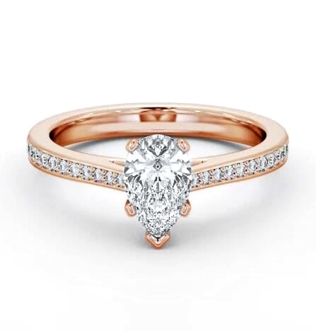 Pear Diamond 5 Prong Engagement Ring 18K Rose Gold Solitaire ENPE21S_RG_THUMB2 