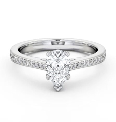 Pear Diamond 5 Prong Engagement Ring Palladium Solitaire with Channel ENPE21S_WG_THUMB2 