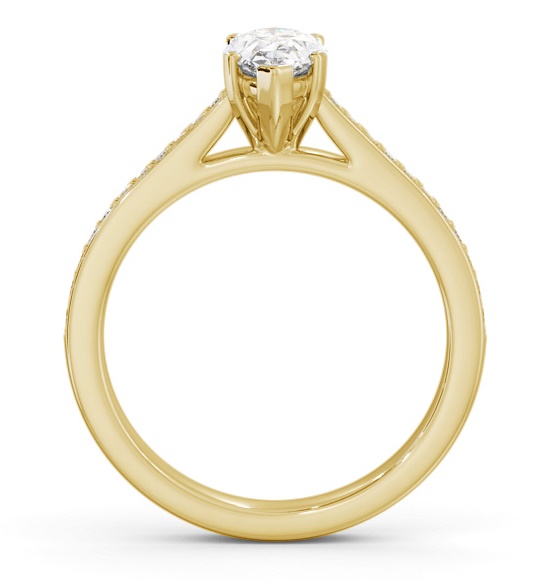 Pear Diamond 5 Prong Engagement Ring 18K Yellow Gold Solitaire ENPE21S_YG_THUMB1 