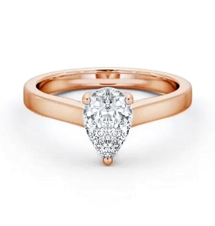 Pear Diamond 3 Prong Trellis Design Ring 9K Rose Gold Solitaire ENPE22_RG_THUMB1