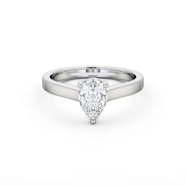 Pear Diamond Engagement Ring 18K White Gold Solitaire - Landon ENPE22_WG_HAND