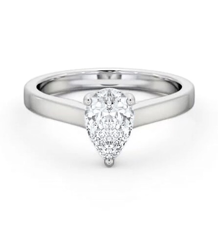 Pear Diamond 3 Prong Trellis Design Ring 9K White Gold Solitaire ENPE22_WG_THUMB1