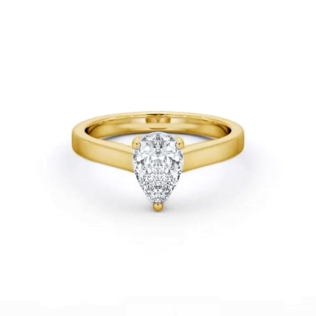 Pear Diamond Engagement Ring 18K Yellow Gold Solitaire - Landon ENPE22_YG_HAND