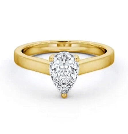 Pear Diamond 3 Prong Trellis Design Ring 18K Yellow Gold Solitaire ENPE22_YG_THUMB1