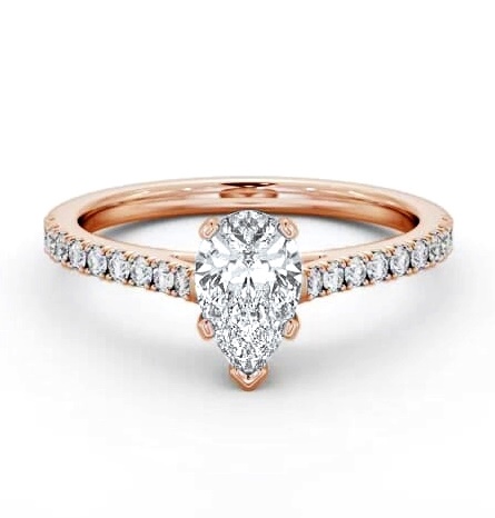Pear Diamond 5 Prong Engagement Ring 18K Rose Gold Solitaire ENPE22S_RG_THUMB1