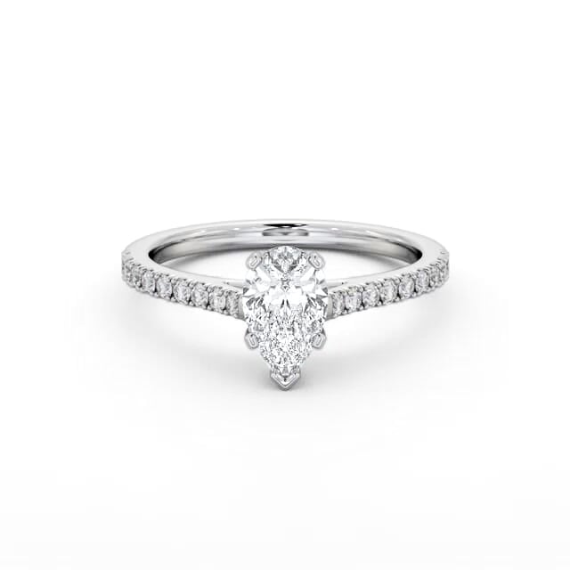 Pear Diamond Engagement Ring Palladium Solitaire With Side Stones - Safiya ENPE22S_WG_HAND