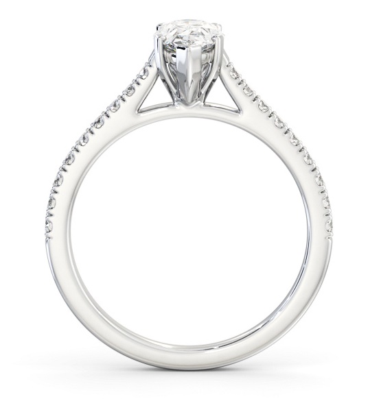 Pear Diamond 5 Prong Engagement Ring 18K White Gold Solitaire with Channel Set Side Stones ENPE22S_WG_THUMB1 