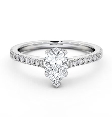 Pear Diamond 5 Prong Engagement Ring Palladium Solitaire with Channel ENPE22S_WG_THUMB2 